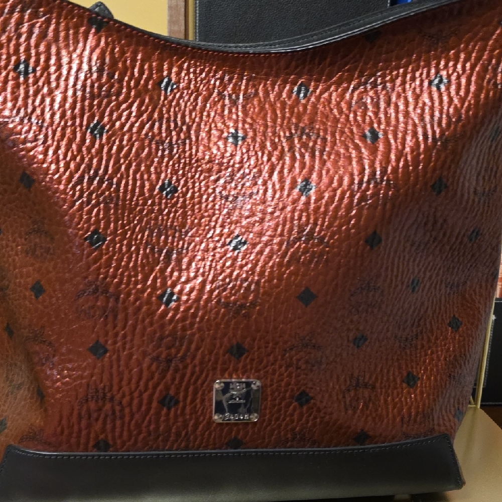 MCM Red and Black Leather Bag
